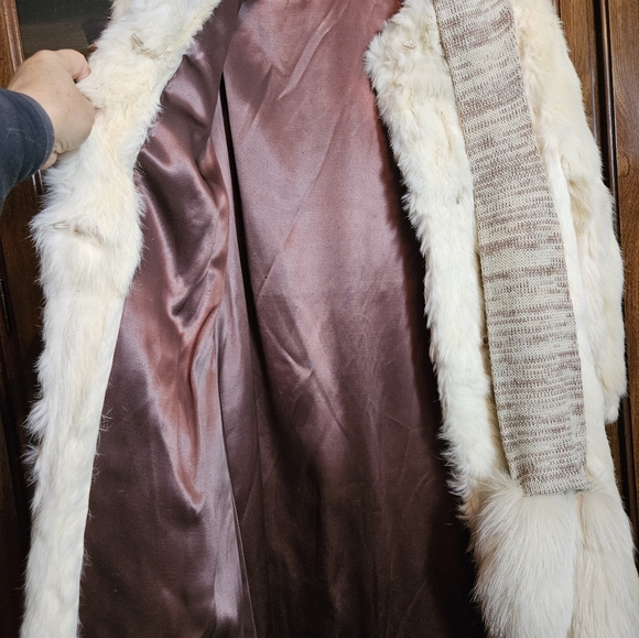 Vintage Jacques Saint Laurent Tan Soft Rabbit Fur Jacket with Fox Tails Scarf - Picture 11 of 12